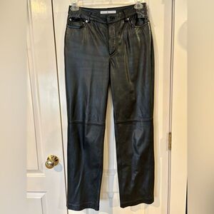 Tommy Hilfiger Women’s Black Slim Straight Leather Jeans